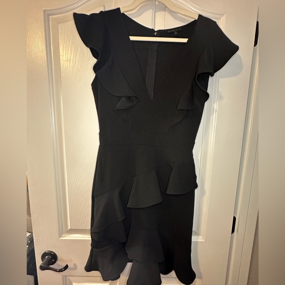 Symphony Black Asymmetrical Ruffle Dress